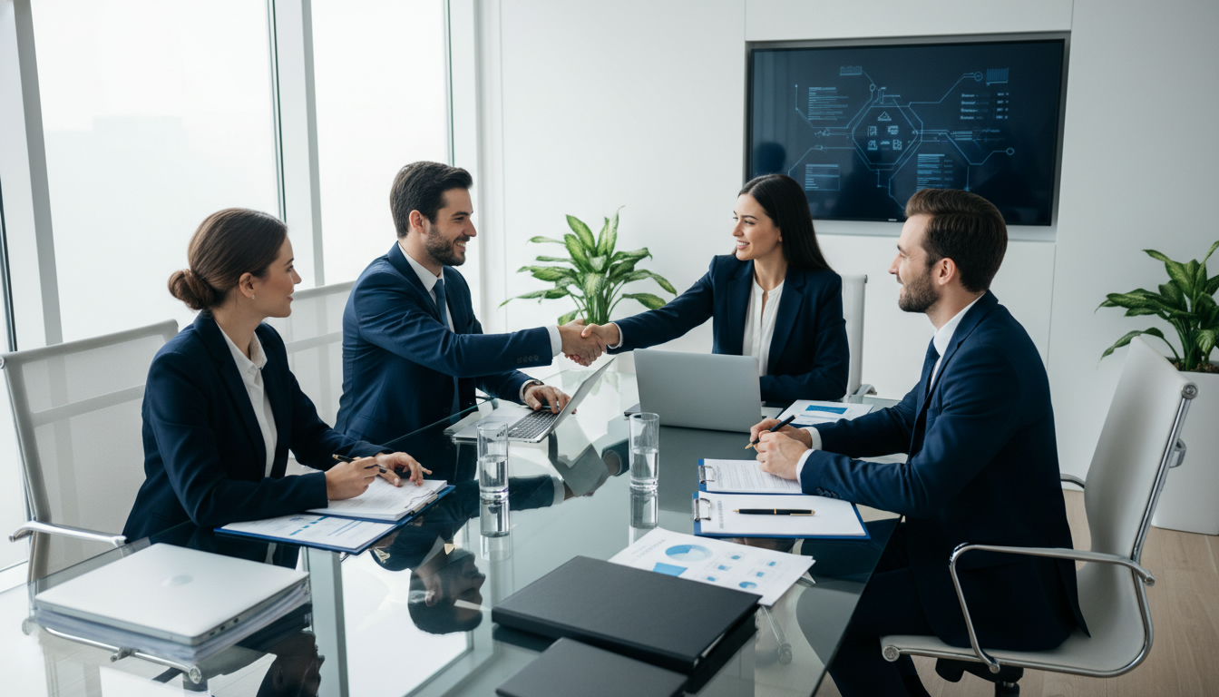 Réunion de dirigeants en phase de création d'entreprise